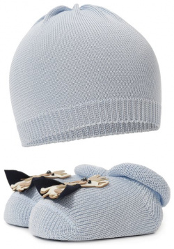 Комплект из шапки и пинеток  Story Loris 30975 Голубую шапку с мягкой манжетой