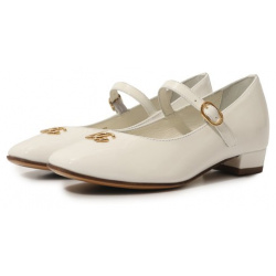 Кожаные туфли Dolce & Gabbana D11034/A1328 Белые на невысоком квадратном
