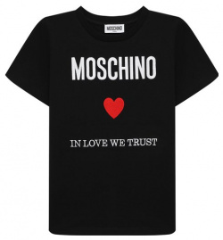 Хлопковая футболка Moschino H0M04K/LAA22/4 8 Черную футболку делает особенно