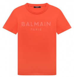Хлопковая футболка Balmain BU8R81 Яркий коралловый оттенок этой футболки