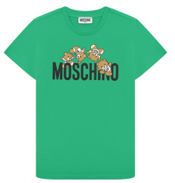 Хлопковая футболка Moschino HMM04K/LAA03/10 14 Зеленую футболку выполнили из