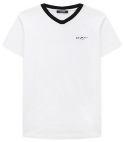 Хлопковая футболка Balmain BU8Q11 Для изготовления белой футболки использовали
