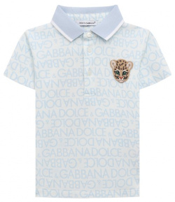 Хлопковое поло Dolce & Gabbana L1JTBB/HS7MW с синим паттерном из логотипа