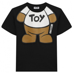 Хлопковая футболка Moschino HXM03R/LAA33/10 14 Черная с изображением