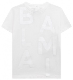 Хлопковая футболка Balmain BU8551 Белая из мягкого хлопкового трикотажа