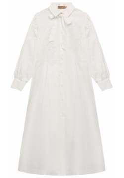 Хлопковое платье Elie Saab junior EFAB021 TS0724/4A 8A Белое расклешенное