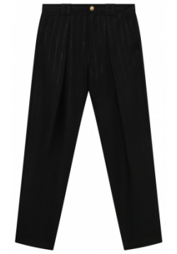Шерстяные брюки Balmain BU6R70 Черные со стрелками и небольшими защипами