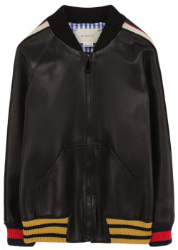 Кожаная куртка бомбер с контрастной отделкой Gucci 502054/XG587