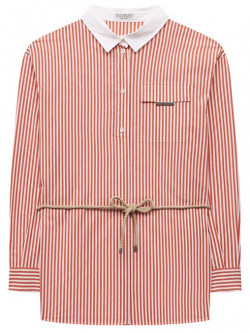 Хлопковая блузка Brunello Cucinelli BF782C836C Рубашка в узкую бело оранжевую