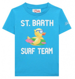 Хлопковая футболка MC2 Saint Barth STBK/TSHIRT B0Y/05705D Прямую ярко голубую