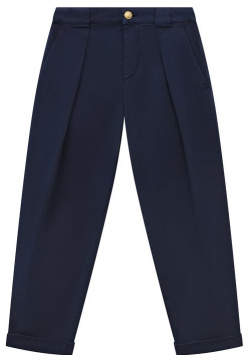 Хлопковые брюки Balmain BS6S80 Синие с крупными защипами спереди