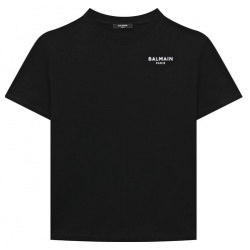 Хлопковая футболка Balmain BT8Q81 Мастера марки выполнили черную футболку из