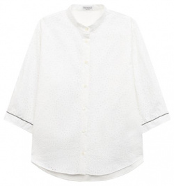 Хлопковая блузка Brunello Cucinelli B764SC855C Белоснежную блузу с воротником