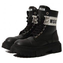 Кожаные ботинки MSGM kids 76273/28 35 Черные высокие — идеальный выбор