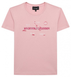 Хлопковая футболка Emporio Armani 6R3T01/3J52Z Розовую футболку с короткими