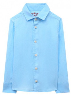 Льняная рубашка MC2 Saint Barth STBK/AGNES/03977D В голубой рубашке с отложным