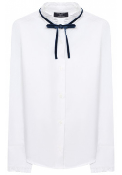 Хлопковая блузка Dal Lago R411B/7628/4 6 Белоснежная блуза с длинными рукавами
