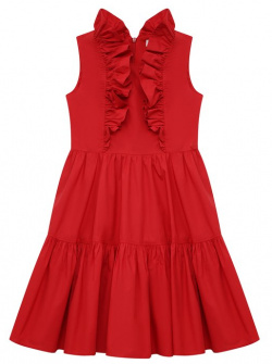 Хлопковое платье Monnalisa 17A900 Приталенное красное мастера марки сшили