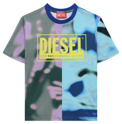 Хлопковая футболка Diesel J01376/KYAV5 Хлопковую футболку словно сшили из двух