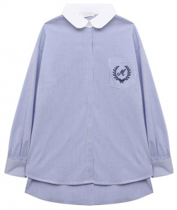 Хлопковая блузка Monnalisa 18BCAM Синяя блуза с удлиненной спинкой гармонично