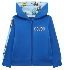Хлопковая толстовка Roberto Cavalli QJT918/CF050/18M 03A Синяя