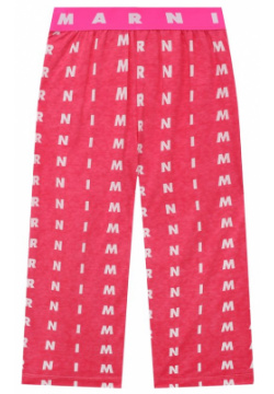 Хлопковые брюки Marni M00773/M00NV Свободные насыщенного розового оттенка