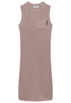 Хлопковое платье Brunello Cucinelli B19M17A90A Пыльно розовое длиной