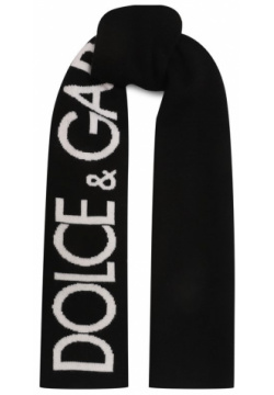 Шерстяной шарф Dolce & Gabbana LBKAD5/JCVM6 Черный с крупным белым
