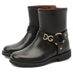 Кожаные ботинки Dolce & Gabbana D10987/AW998/24 28 Черные из мягкой