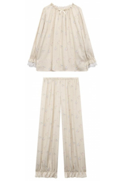Пижама из вискозы Amiki Children GRACE Кремовую пижаму с паттерном