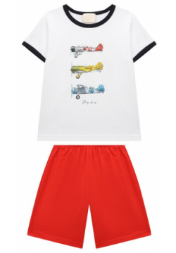 Хлопковая пижама Story Loris 36032/2A 6A В футболке с принтом виде самолетов и