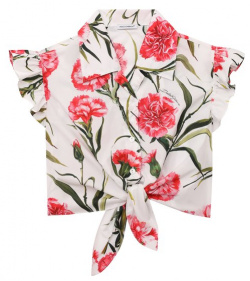 Хлопковый топ Dolce & Gabbana L55S74/HS500/8 14 Кипенно белая рубашка из