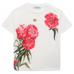 Хлопковая футболка Dolce & Gabbana L2JTIT/G7G9T Белая прямого кроя