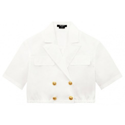 Укороченная блузка Balmain BS5A41 Для создания белоснежной укороченной блузы с
