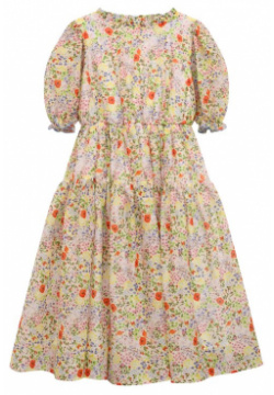 Хлопковое платье Paade Mode 232102931 Разноцветное с пышными рукавами и