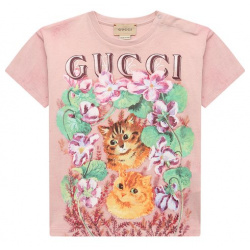 Хлопковая футболка Gucci 581019/XJD2K/9 12M Вдохновившись работами Луиса Уэйна