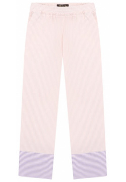 Хлопковые брюки Loro Piana FAI4819 Прямые в узкую розовую полоску