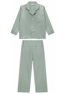 Хлопковая пижама Derek Rose 7025 KATE007 Пастельно зеленую пижаму с жаккардовым