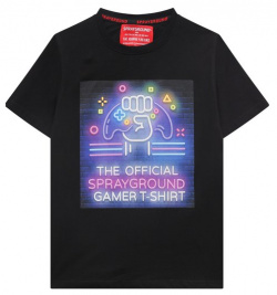 Хлопковая футболка Sprayground SPY703BLK Яркий неоновый принт на черной футболке