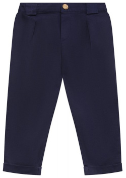 Хлопковые брюки Balmain BS6640 В темно синих брюках с отворотами ребенку будет