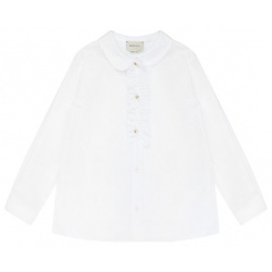 Хлопковая блуза с рюшей Gucci 477744/XB365