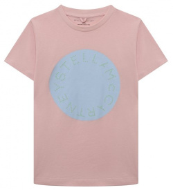 Хлопковая футболка Stella McCartney TS8D51 Пастельно розовую футболку