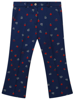 Хлопковые брюки Gucci 604089 XWAH3 Синие с тремя врезными карманами