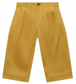 Хлопковые брюки Gucci 600264 XWAG7 Желтые с глубокими защипами спереди