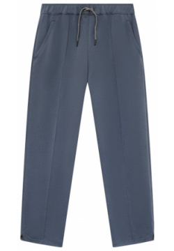 Хлопковые брюки Brunello Cucinelli BN05NE468C Голубые с поясом кулиской