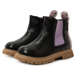 Кожаные ботинки Rondinella 4756M/25 26 Черные челси с лиловой эластичной