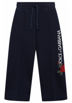 Хлопковые брюки Dolce & Gabbana L5JPB2/G7J7V/2 6 Свободные темно синие с