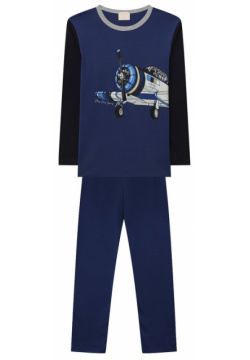 Хлопковая пижама Story Loris 36232/2A 6A Темно синюю пижаму сшили из приятного