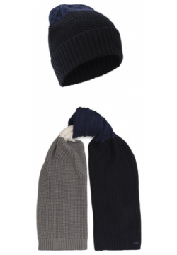 Комплект из шапки и шарфа Emporio Armani 407526/3F488 Черно синюю шапку бини с