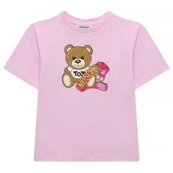 Хлопковая футболка Moschino H3M02T/LBA11/4A 8A Светло розовая прямого